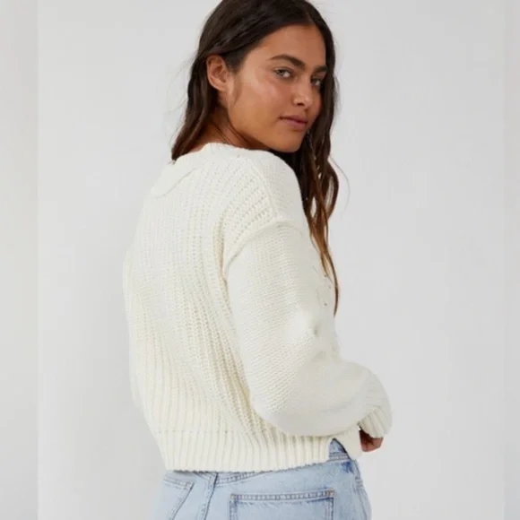 🍒NWT Free People Bell Song Pullover in Bones White. Size: Medium - Picture 3 of 10
